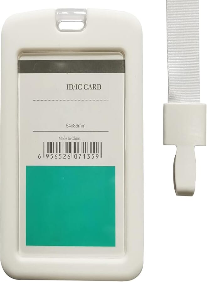 Creative Silicone ID Badge Holder Tag Vertical ID Card Holders for School,Office,Exhibition - White